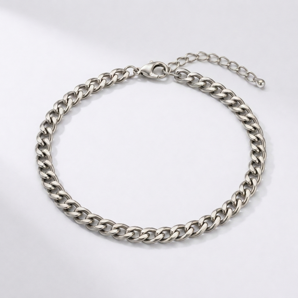 Silverwave | Cuban Chain Anklet — Silver