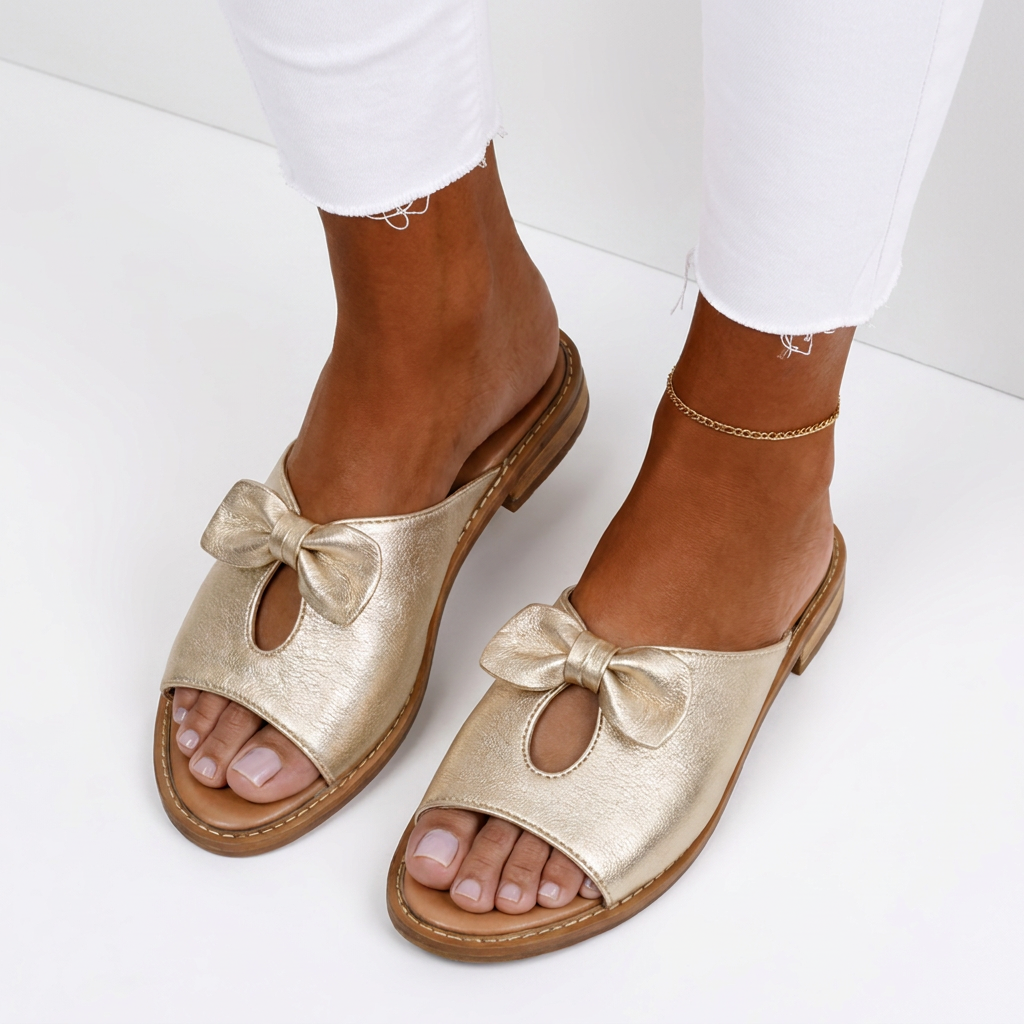 Winona™ | Elegant Leather Bow Detail Sandals