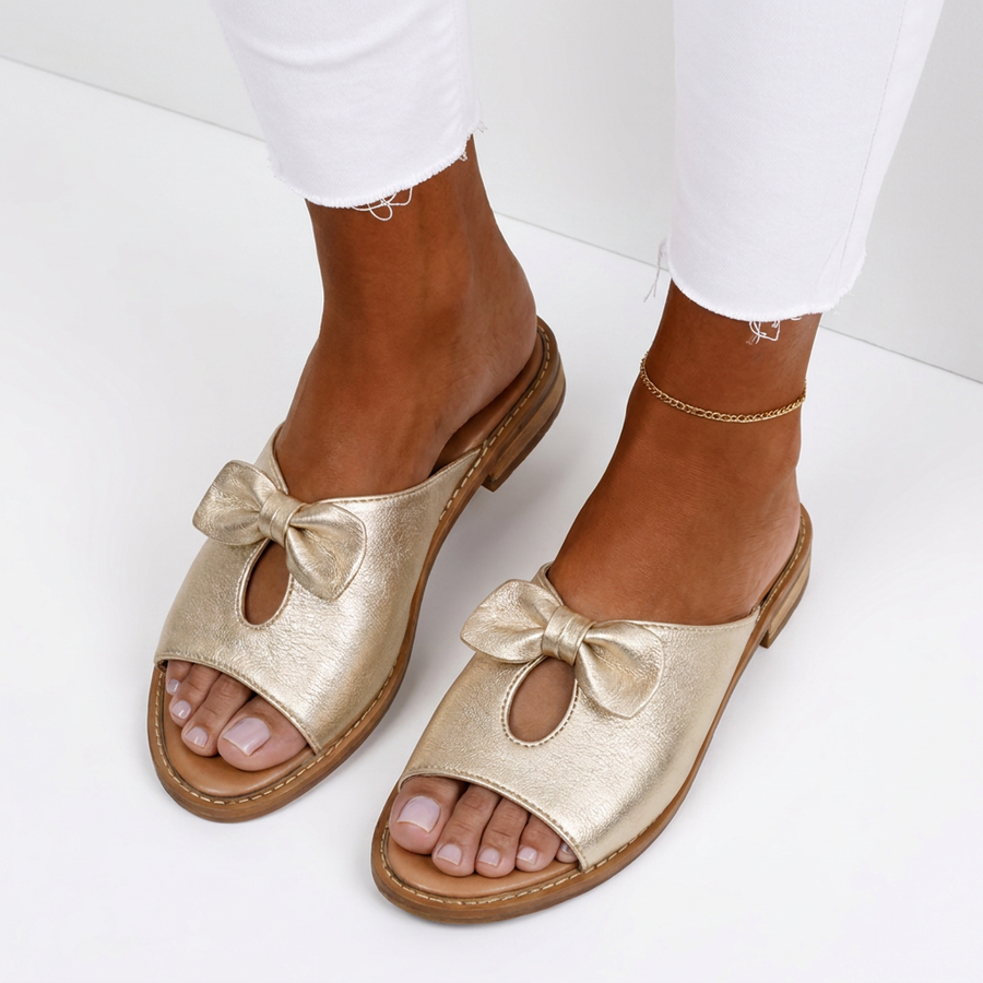 Winona™ | Elegant Leather Bow Detail Sandals