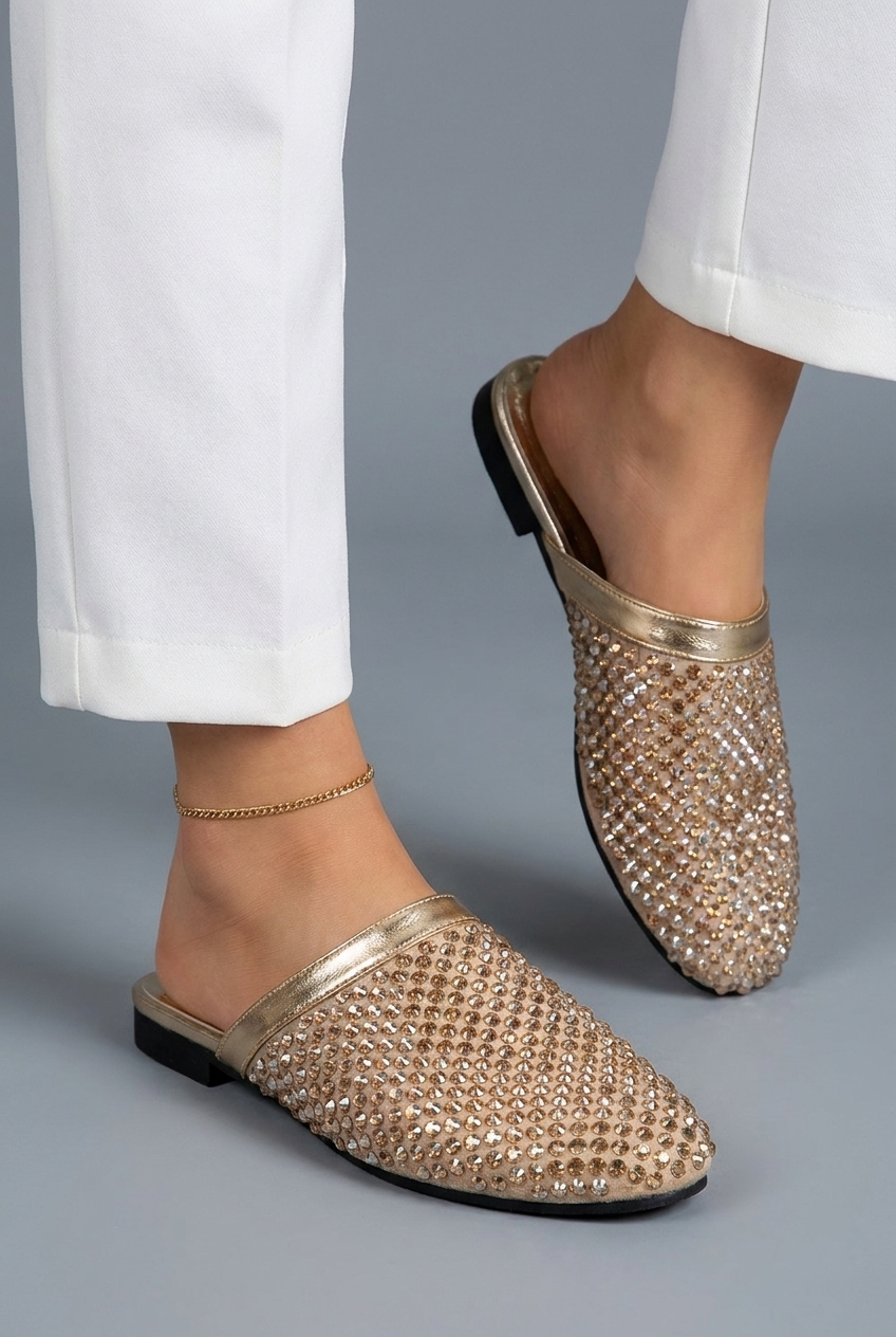 Lisa | Crystal Embellished Comfort Mule