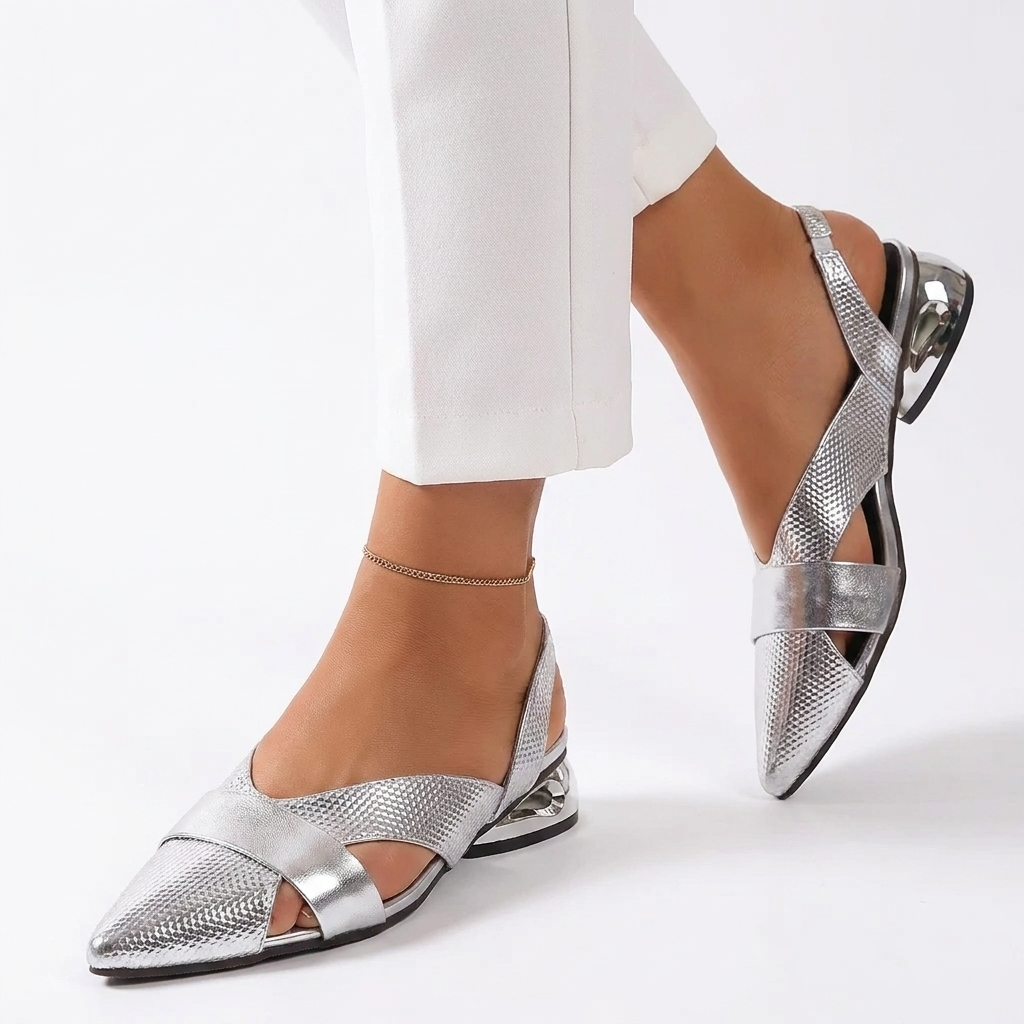 Vivian | Cross-Strap Pointed Flat Sandal