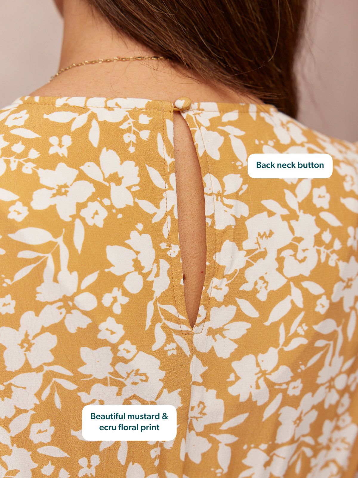 Rupali Angel Sleeve Tea Dress - Mustard & Ecru Floral Print