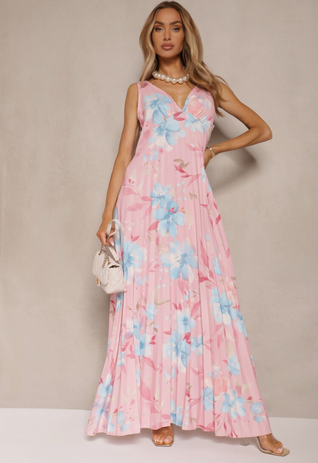 Vespera | Women's Floral Sleeveless Summer Maxi Dress