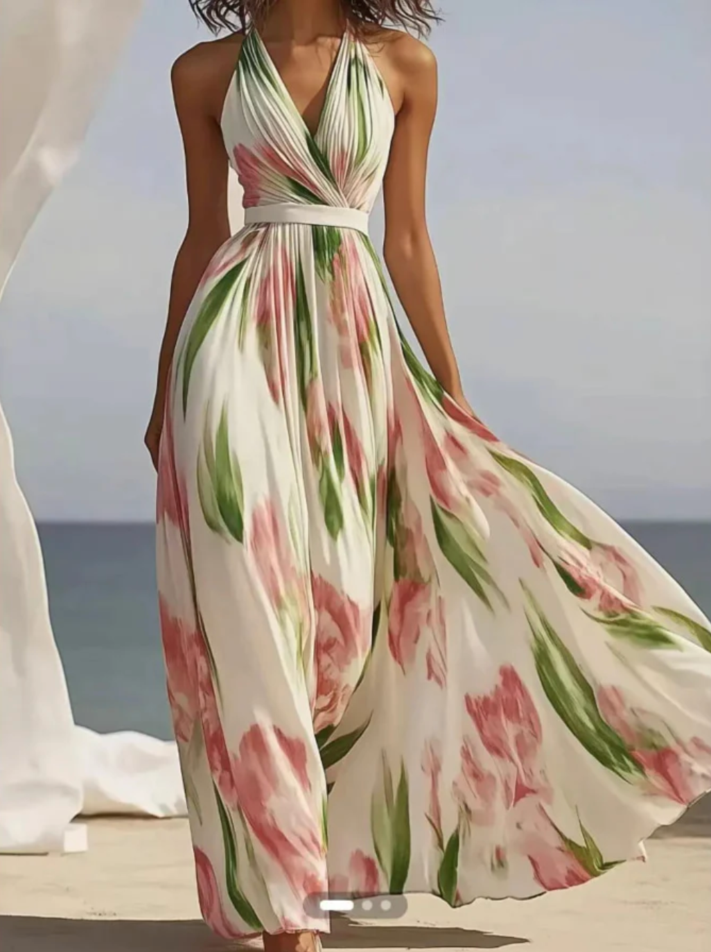 Vespera | Women's Floral Sleeveless Summer Maxi Dress
