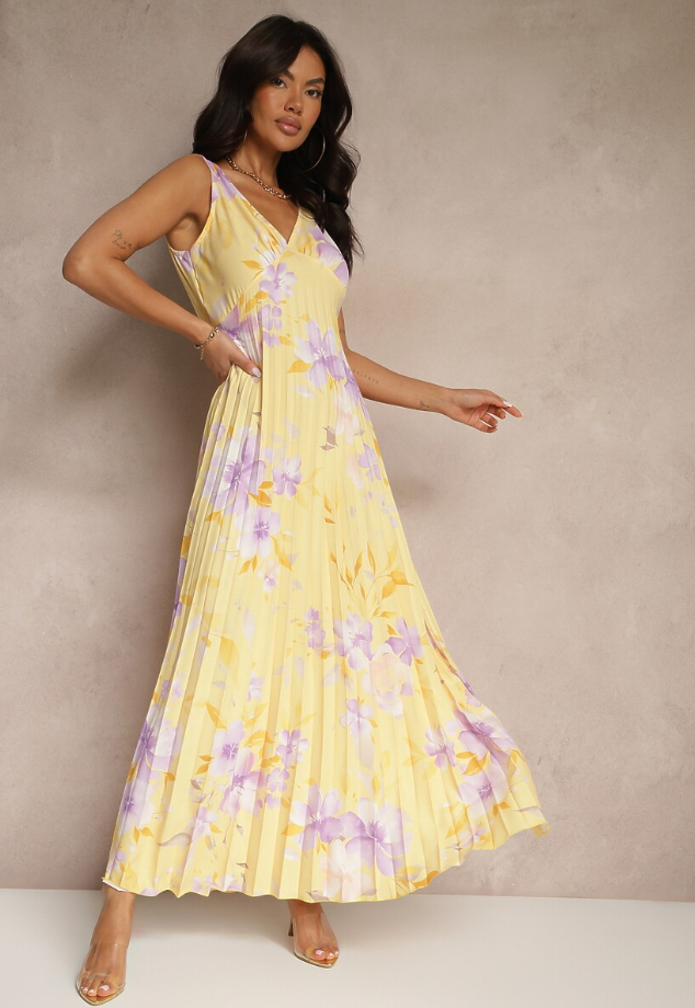 Vespera | Women's Floral Sleeveless Summer Maxi Dress